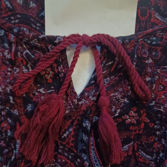 American Eagle Outfitters Burgundy Paisley Midi Dress Women's Size XS - Picture 4 of 10